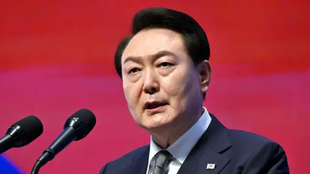 Le président sud-coréen Yoon Suk-yeol s'exprime lors de la cérémonie du 104e jour du mouvement pour l'indépendance, le 1er mars 2023 à Séoul, en Corée du Sud. 