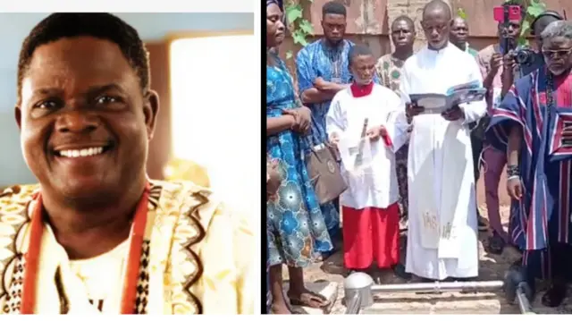 Oloogbe Kola Oyewo lapa osi, awọn eeyan nibi itẹ oku rẹ lasiko ti wọn n sin in lo wa lapa ọtun