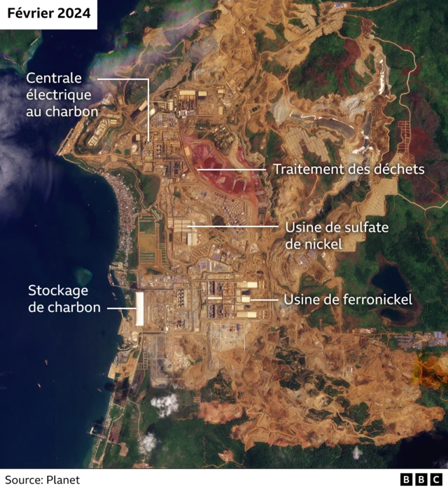 Carte satellite de l'île d'Obi en 2024