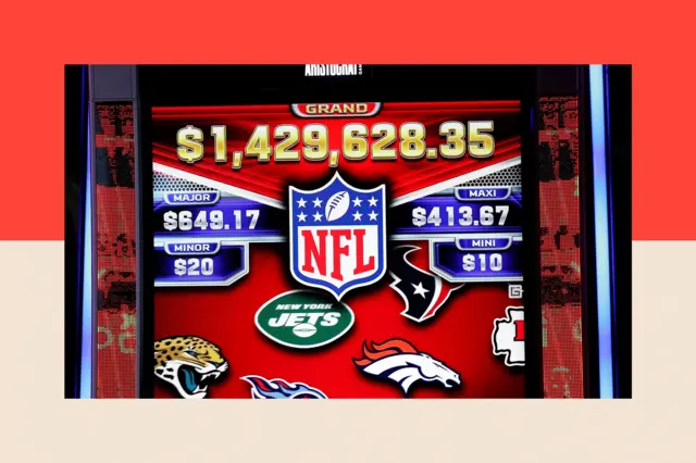 A screen showing odds for the NFL SuperBowl