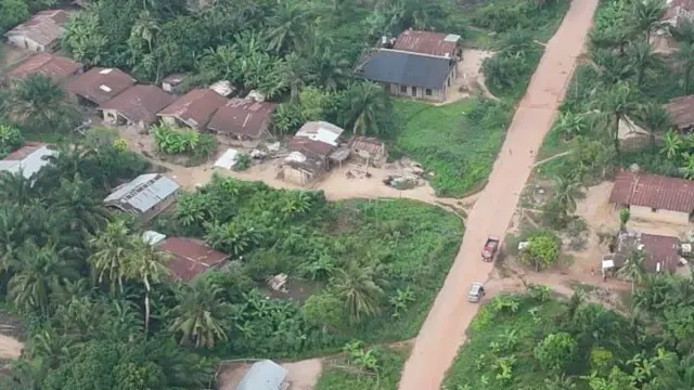An aeriel view of Foriku community shown brown roof and trees