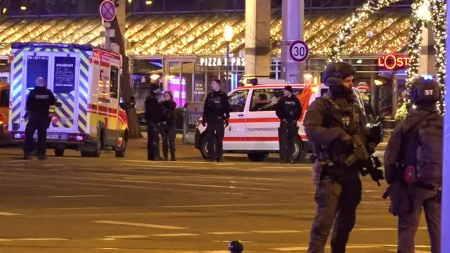Police and ambulances stand next to di Christmas market in Magdeburg