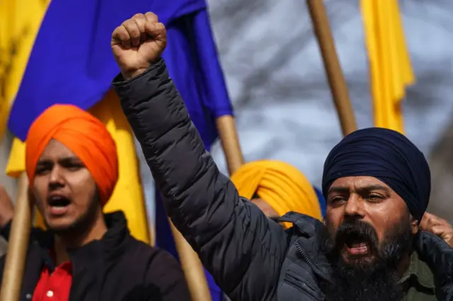 અમેરિકાના વૉશિંગટનમાં વ્હાઇટ હાઉસની બહાર ખાલિસ્તાન સમર્થકો