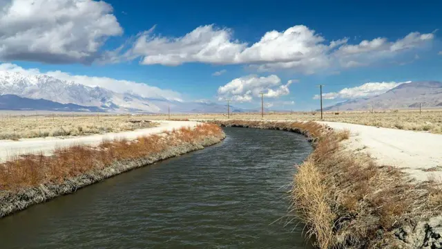 The Owens Valley, in eastern California, which the LA water department bought up to divert water from 