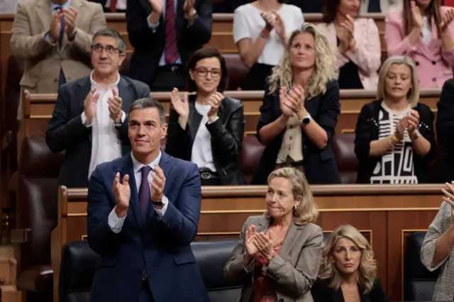 Sánchez y parte de la bancada socialista durante la sesión del Congreso.