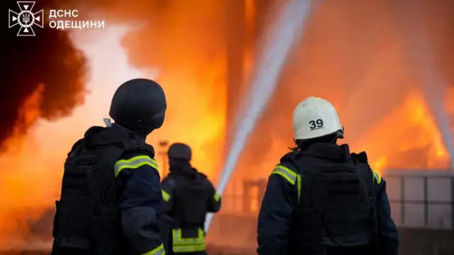 Пожарные борются с огнем в Одесской области