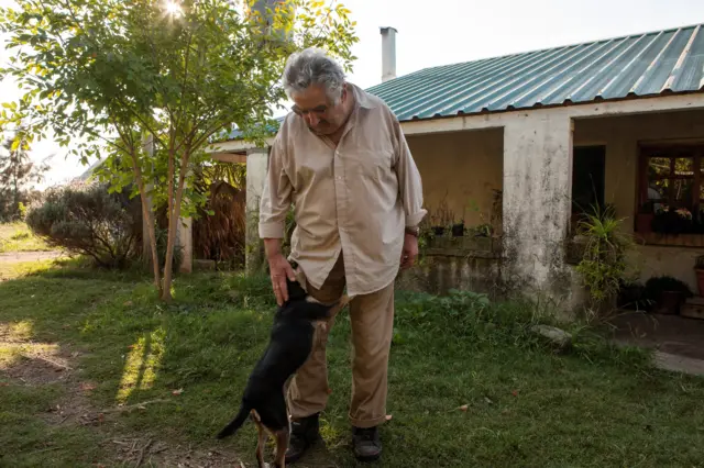 José Mujica y su perra de tres patas Manuela