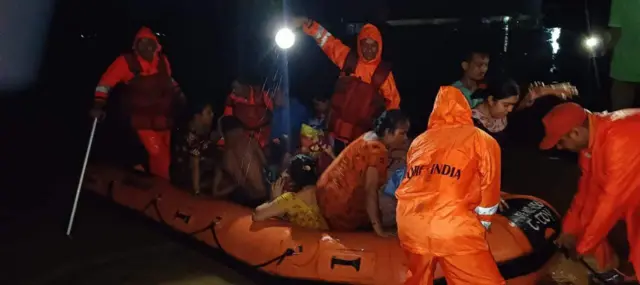 ত্রিপুরায় বন্যা দুর্গতদের উদ্ধার করা হচ্ছে