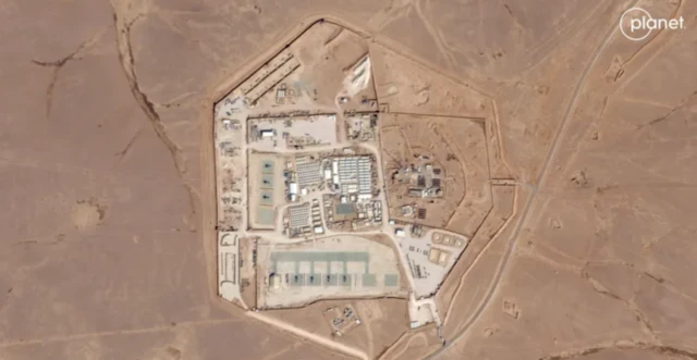 Vurulan Kule 22'nin uydu görüntüsü