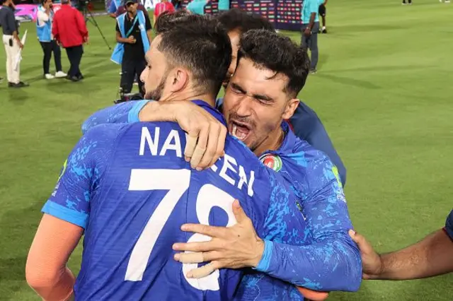 මේ අතර ඇෆ්ගනිස්ථාන කණ්ඩායමේ නායක රෂිඩ් ඛාන් කියා සිටියේ 2022 වසරේ දී පැවති විස්සයි 20 ලෝක කුසලාන තරගාවලියේ දී සහ 2023 වසරේ පැවති පන්දු වාර 50 ලෝක කුසලාන තරගාවලියන් වලදී ඔස්ට්‍රේලියානු කණ්ඩායම පරාජයට පත් කිරීමට තිබු අවස්ථාවන් මග හැරුණත් මෙවර ලද ජයග්‍රහණය සිය කණ්ඩායමට මෙන්ම රටටත් විශාල ජයග්‍රහණයක් බවයි.