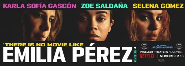 Постер фильма «Эмилия Перес» с изображением трех главных героинь.