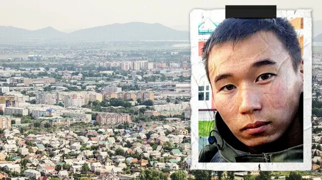 Коллаж из фотографии Тайдонова и панорамы Абакана