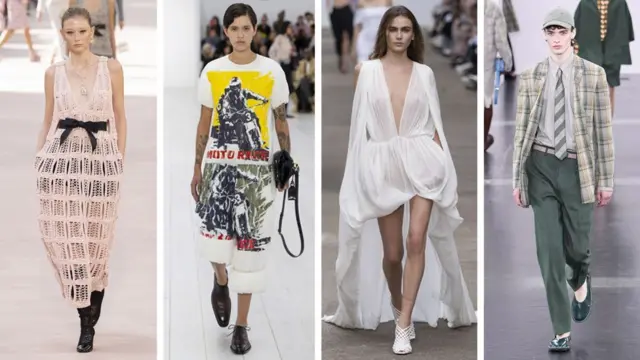 Зліва направо: образи Chanel, Loewe, Stella McCartney і Fendi на тижні моди весна-літо 25