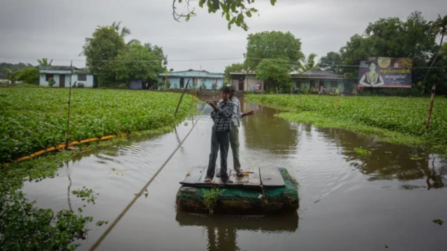 ਪਾਣੀ 'ਚ ਮੱਛੀਆਂ ਫੜ੍ਹਦੇ ਬੱਚੇ