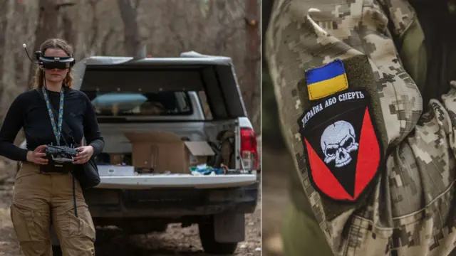 Nữ chiến binh “Lữ đoàn 72 Zaporozhian Đen” – đơn vị thiện chiến nhất của Ukraine. Phù hiệu của lữ đoàn kế thừa cờ của kỵ binh Zaporozhian Đen ngày xưa với dòng chữ “Ukraine hay là chết”.