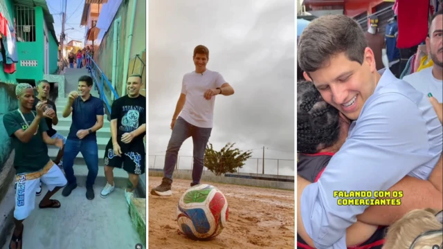 Montagem com imagens de redes sociais de João Campos