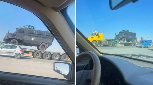 یک امرپ جسور (حارق) بر روی یک کامیون در حال انتقال به مهاباد