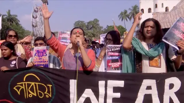 কলকাতার রাস্তায় ট্রান্স অধিকার সংশোধনী বিলের প্রতিবাদ