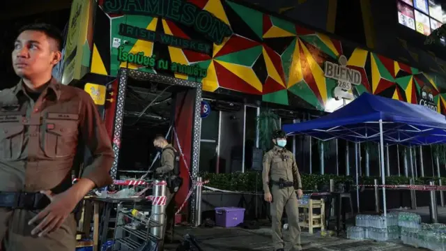 Police standing outside the venue