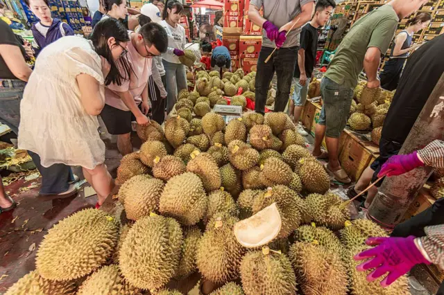 Hầu hết sầu riêng tươi đến chợ Nam Ninh, Trung Quốc đầu tháng 5 đến từ Thái Lan và Việt Nam