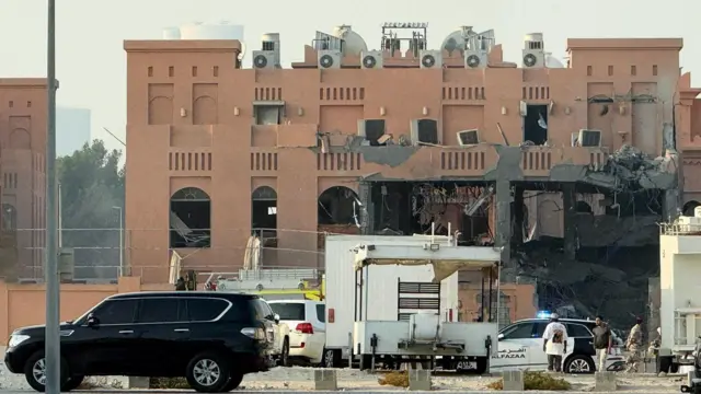 مبنى متضرر عقب هجوم إسرائيلي على قادة لحماس في الدوحة في 9 سبتمبر/أيلول 