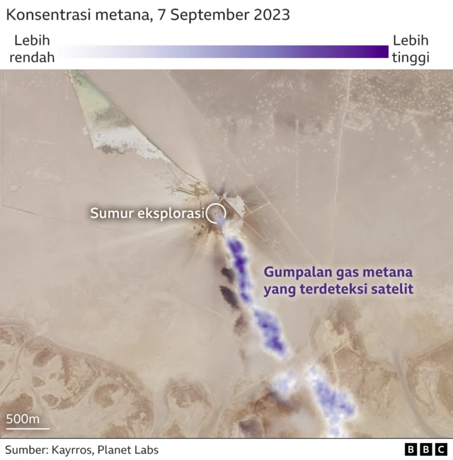 Citra satelit kebocoran gas Kazakstan