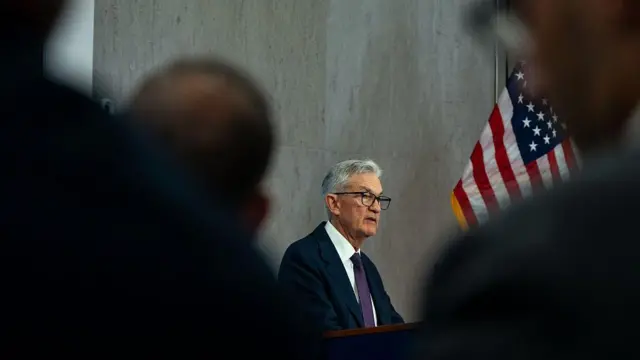 Jerome Powell, presidente do Federal Reserve dos EUA, em 15 de maio de 2025