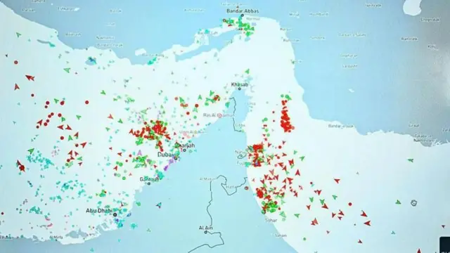 ਹੋਰਮੁਜ਼ ਸਟ੍ਰੇਟ 'ਚ ਹੁੰਦੀ ਆਵਾਜਾਈ ਦਾ ਮੈਪ