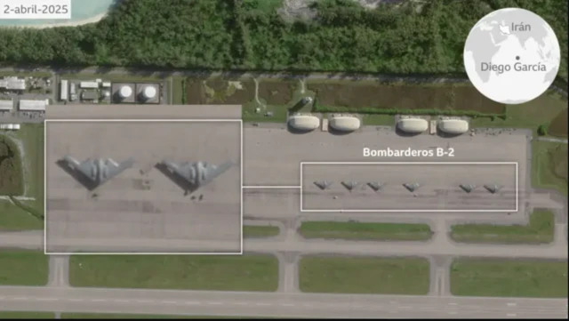 ডিয়েগো গার্সিয়া ঘাঁটিতে ছয়টি বি-টু বোমারু বিমান