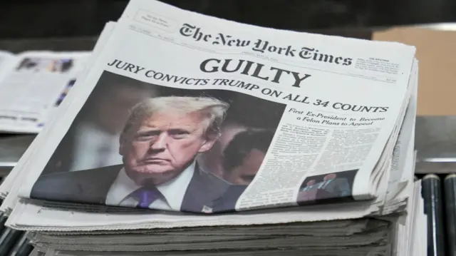 La portada del diario The New York Times confirma la condena de Trump