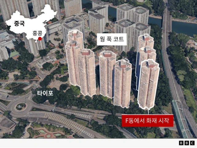 홍콩 북부 타이포 지역의 대규모 아파트 단지인 '웡 푹 코트(Wang Fuk Court)'