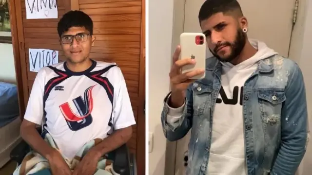 Victor katika siku aliporuhusiwa kuondoka hospitalini na katika picha ya hivi karibuni 