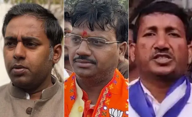 समाजवादी पार्टी उम्मीदवार अजीत प्रसाद, बीजेपी के उम्मीदवार चंद्रभानु प्रसाद और आज़ाद समाज पार्टी के उम्मीदवार संतोष कुमार.