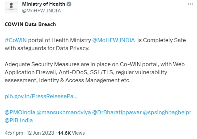 ਸਿਹਤ ਮੰਤਰਾਲੇ ਦਾ ਟਵੀਵ