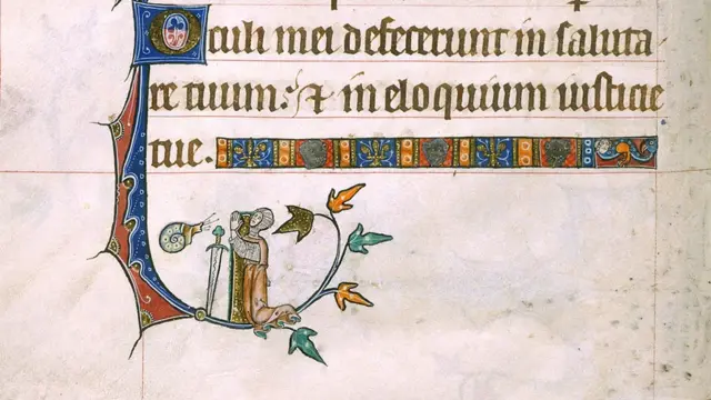 Cavalheiro lutando contra caracol em manuscrito 
