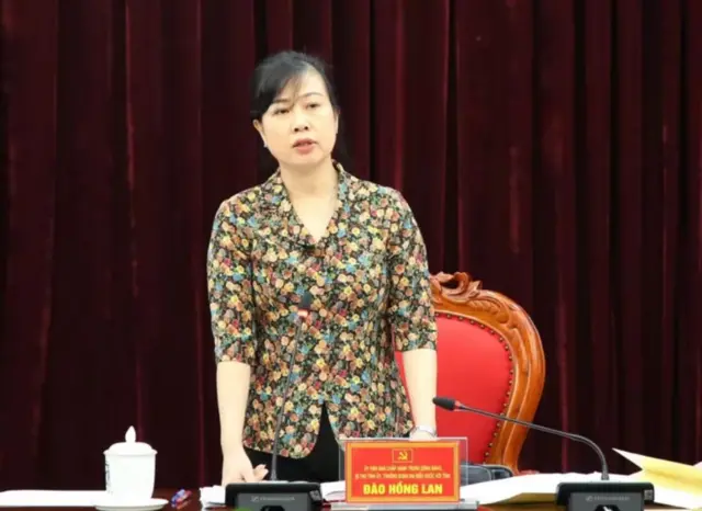 Bí thư Tỉnh ủy Bắc Ninh Đào Hồng Lan tại một hội nghị ở tỉnh tháng 7/2022