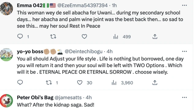 Reactions as pipo mourn Cynthia Okereke