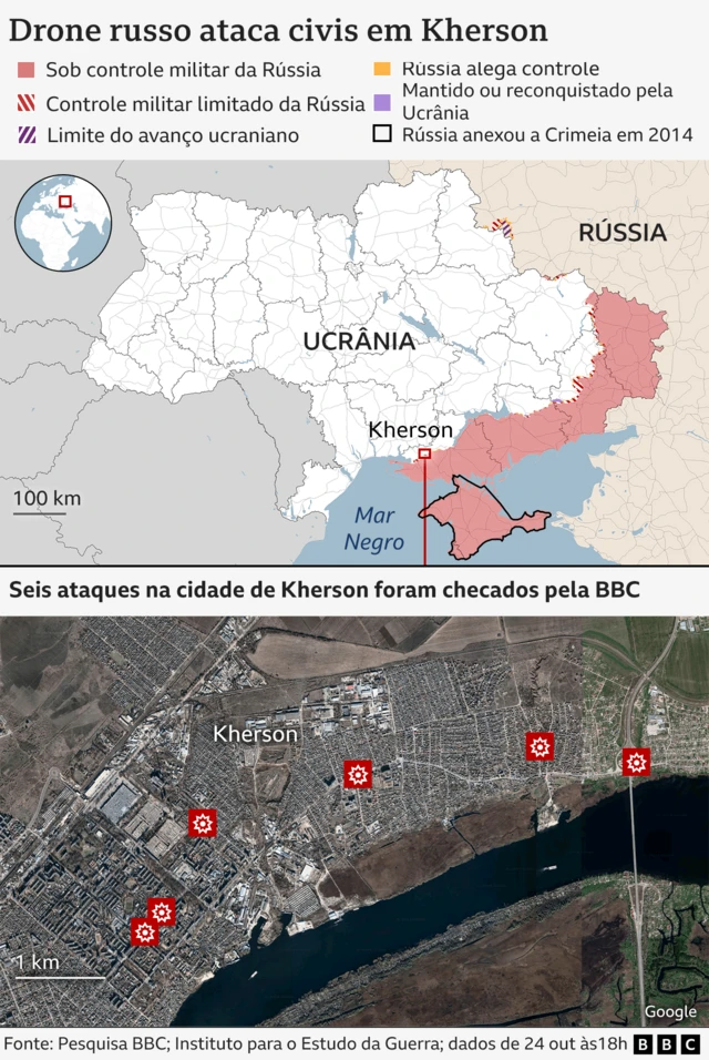 Infográfico mostra mapa da Ucrânia e áreas onde ocorreram os ataques com drones