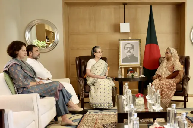 ২০২৪-র জুনে ভারত সফরে এসে প্রধানমন্ত্রী হাসিনার সঙ্গে গান্ধী পরিবারের সদস্যদের বৈঠক