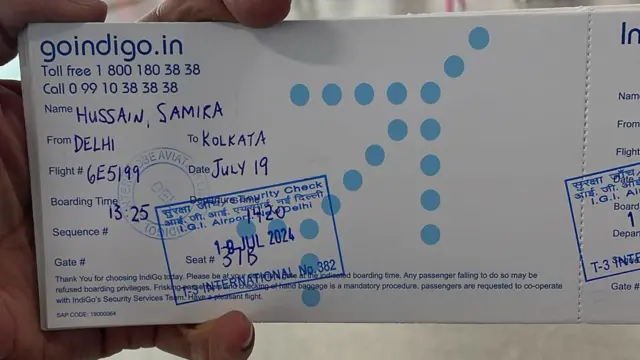 Handwritten boarding pass