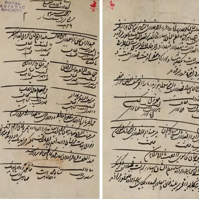 صفحات من الأخبارات، وهي تقارير فارسية مكتوبة بخط اليد كانت تنقل الأخبار والشائعات والمعلومات الاستخباراتية من البلاط الإمبراطوري عبر أنحاء الإمبراطورية