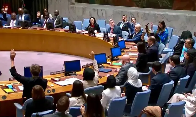 म्यानमारवरील एक ठराव पास करताना सुरक्षा परिषदेचे सदस्य