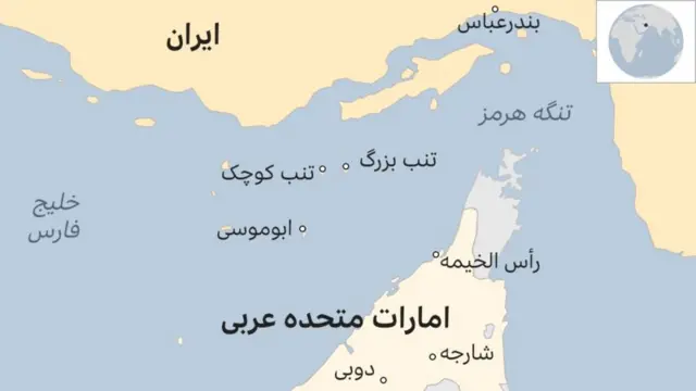 نقشه جزایر سه گانه مورد مناقشه