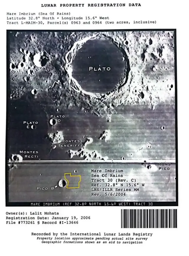 చందమామపై ల్యాండ్ రిజిస్ట్రేషన్