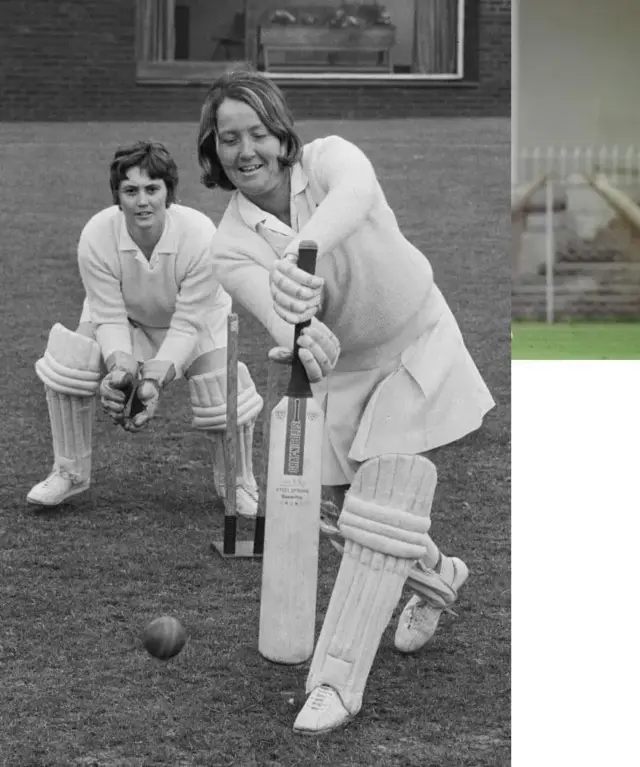 پہلے ورلڈ کپ کے دوران ایک خاتون کرکٹر مشق کرتے ہوئے دیکھی جا سکتی ہیں