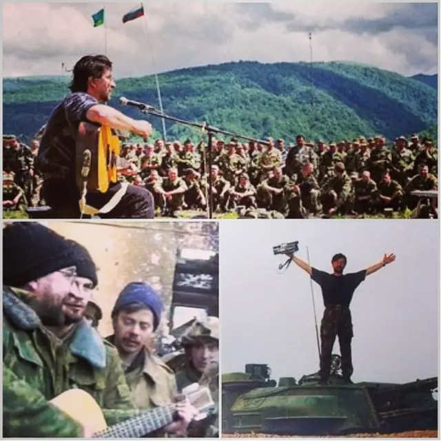 حضور و اجرای یوری شِوْچوک، «گروه موسیقی د.د.ت»، در مناطق جنگی