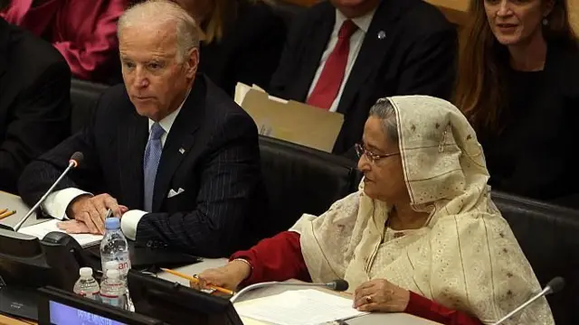 जो बाइडन और शेख हसीना