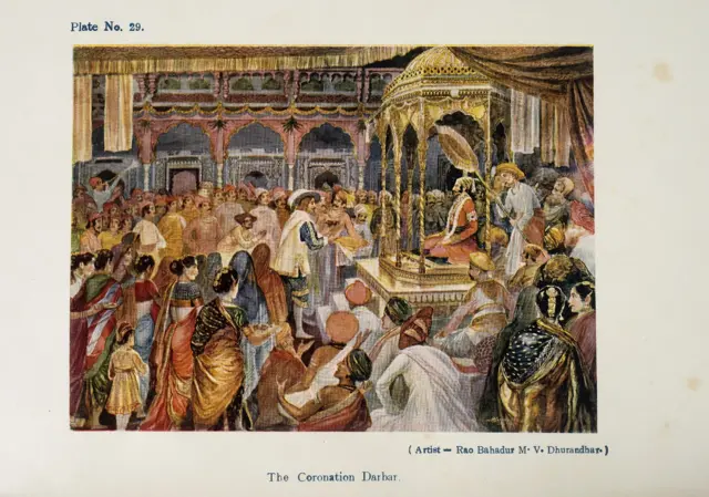 शिवराज्याभिषेकाचं एम. व्ही. धुरंधर यांनी काढलेलं चित्र