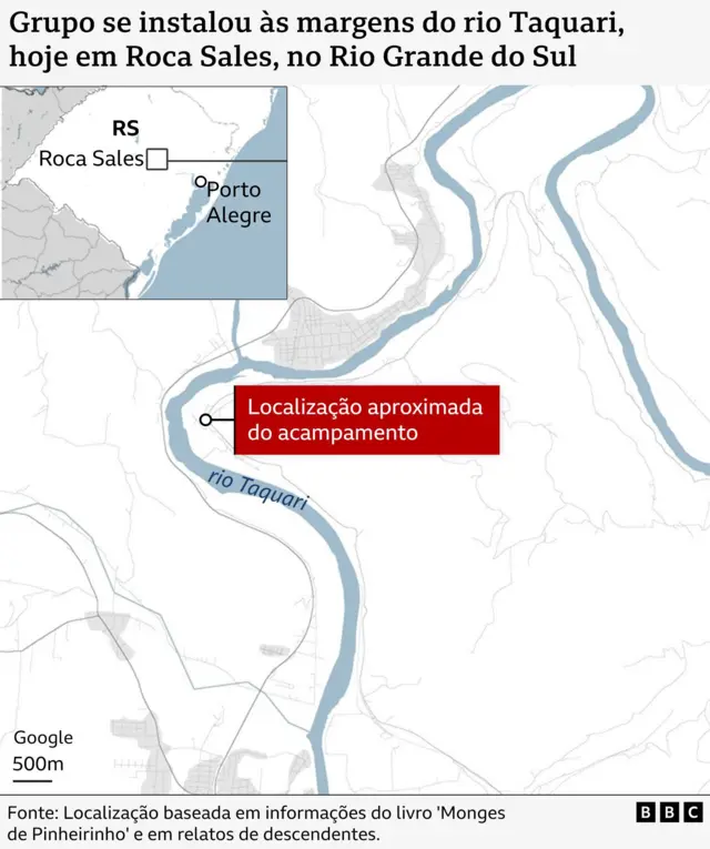 Mapa mostra localização do acampamento