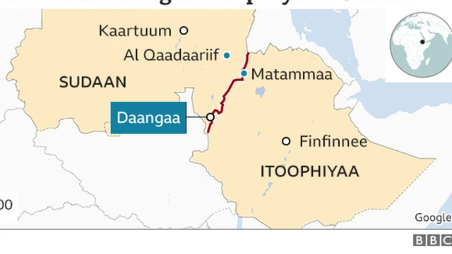 Maappii daangaa Itoophiyaafi Sudaan waliin qooddatan